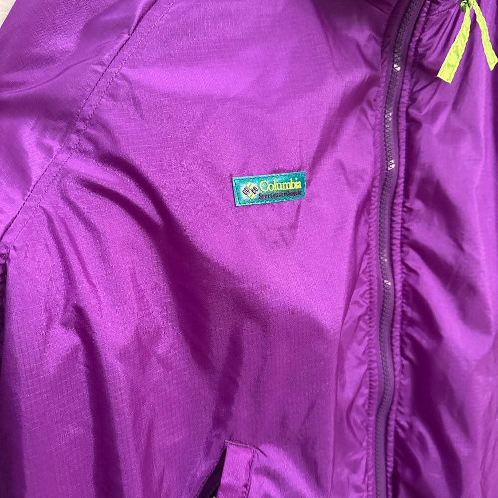 Columbia Men’s 1990’s Vibrant Purple Neon green winter jacket XL - Picture 5 of 6